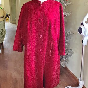 Vintage crushed red velvet swing coat (50's)
